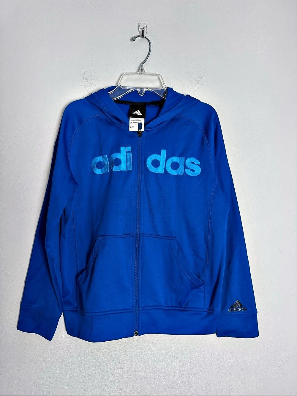adidas Kids Blue Full-Zip Hoodie Size Medium 10/12 boys or girls